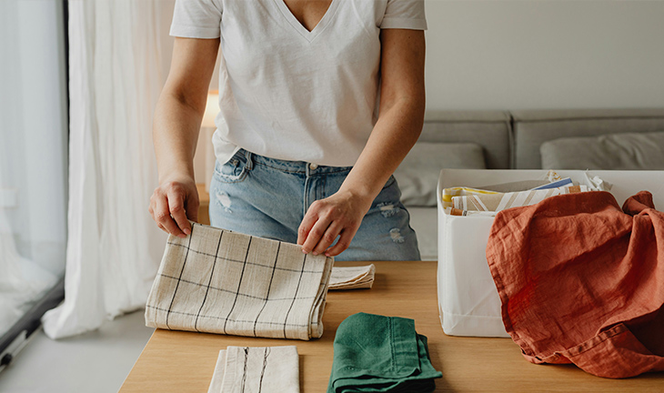 Apartment living essentials styled in a modern, organized apartment space
